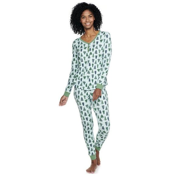 LC Lauren Conrad Women’s Christmas Pajamas Set Warmest Wishes Henley/Pants XL - Picture 7 of 7